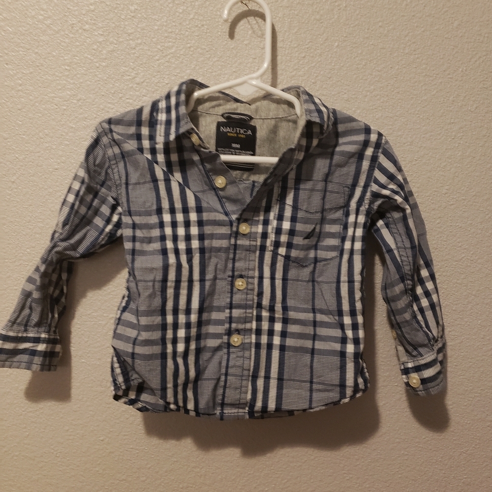 Nautica button down blue & white shirt 18mo